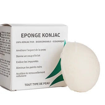 Éponge Konjac végétale et naturelle pour le nettoyage délicat et l'exfoliation douce du visage - Spa Mozaik Bordeaux