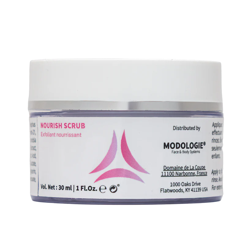 Pot de Modologie Nourish Scrub 50ml, gommage nourrissant et exfoliant doux pour le visage - Spa Mozaik Bordeaux